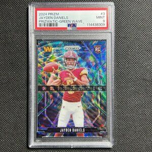 2024 PANINI PRIZM PRIZMATIC GREEN WAVE #3 JAYDEN DANIELS ROOKIE RC PSA 9 MINT